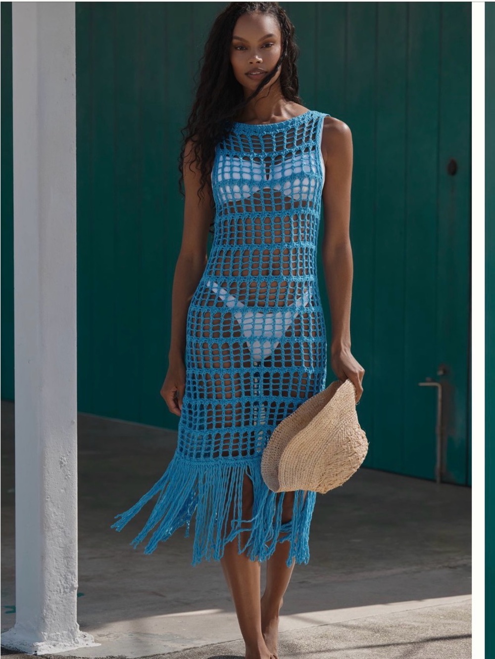 Blue Crochet Fringe Beach Dress
